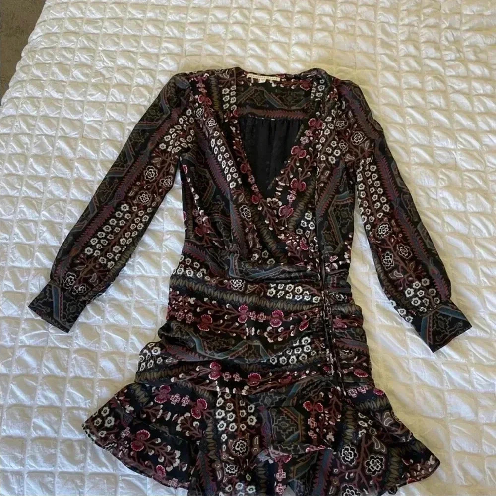 Veronica Beard Edison ruffled printed mini dress - Picture 3 of 9